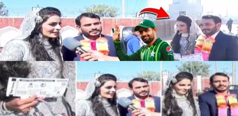 ملتان ٹیسٹ، نوبیاہتا جوڑا ولیمے کے لباس میں ہی میچ دیکھنے سٹیڈیم آگیا